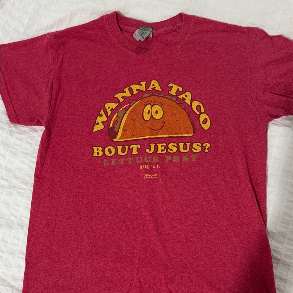 Red Graphic T-Shirt with Taco Design